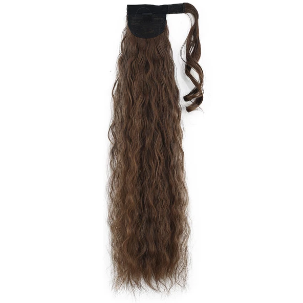 Bağlamalı Kabarık Dalgalı At Kuyruğu - Kumral - Resim 3