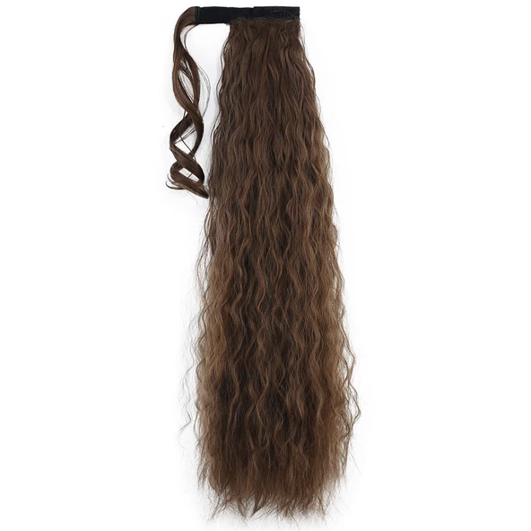 Bağlamalı Kabarık Dalgalı At Kuyruğu - Kumral - Resim 2