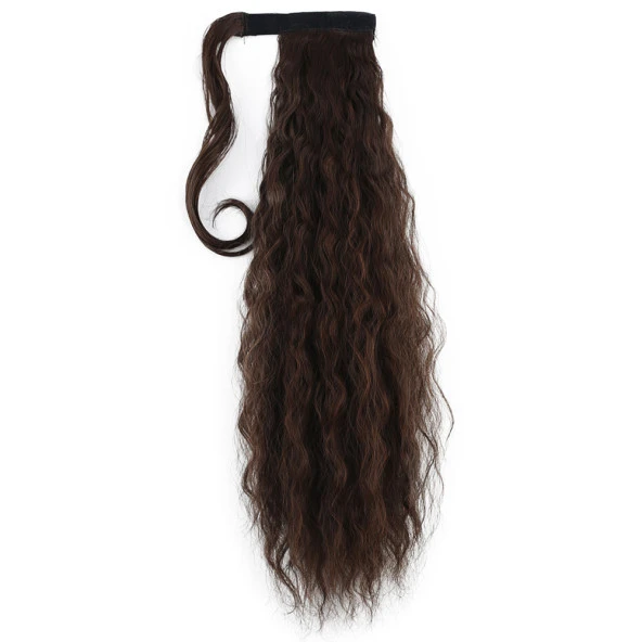 Bağlamalı Kabarık Dalgalı At Kuyruğu - Kahve Karamel - Resim 2