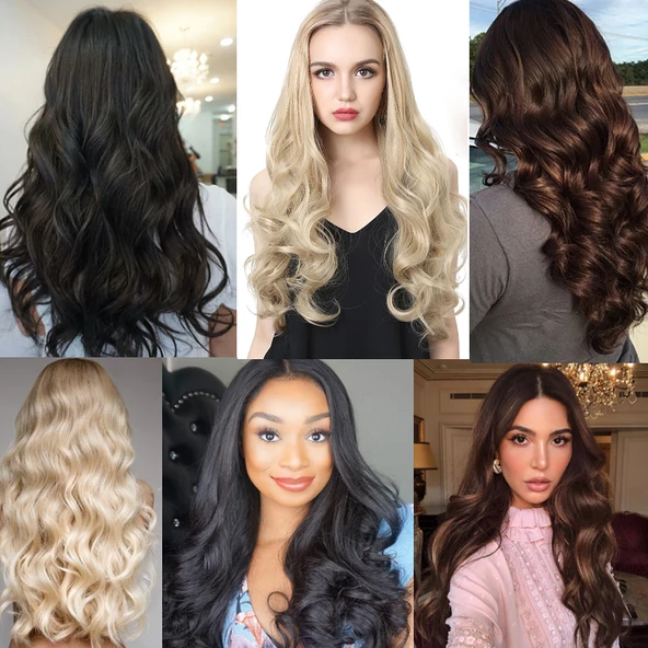 Fiber Sentetik Dalgalı Yarım Ay + 2 Yan Çıt Çıt - Platin - Resim 3