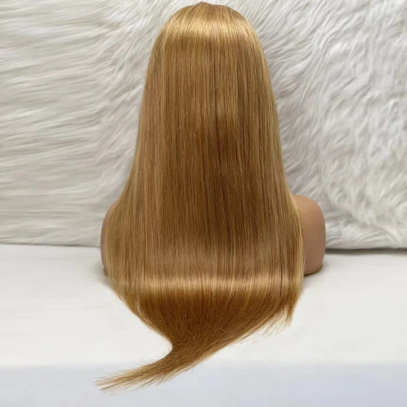 Düz Front Lace Gerçek Tül Peruk - Kumral - 70-75cm - Resim 4