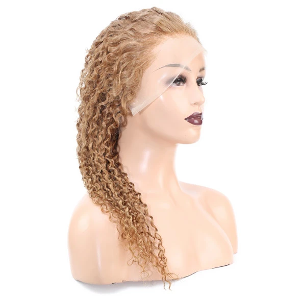 Afro Dalga Front Lace Gerçek Tül Peruk - Sıcak Karamel - 60-65cm - Resim 2