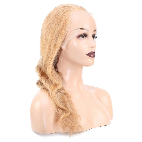 Dalgalı Front Lace Gerçek Tül Peruk - Altın Karamel - 60-65cm - Resim 2