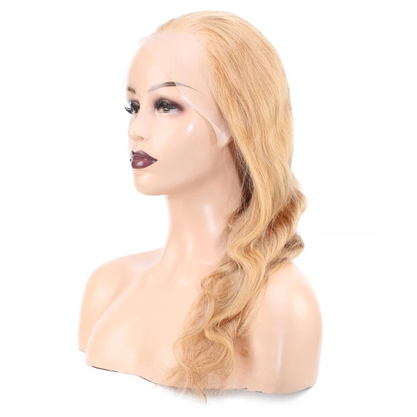 Dalgalı Front Lace Gerçek Tül Peruk - Altın Karamel - 60-65cm - Resim 3
