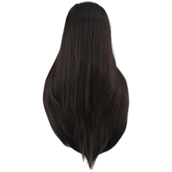 Düz Perçemli Uzun Fiber Sentetik Peruk - Kahverengi ürün görseli