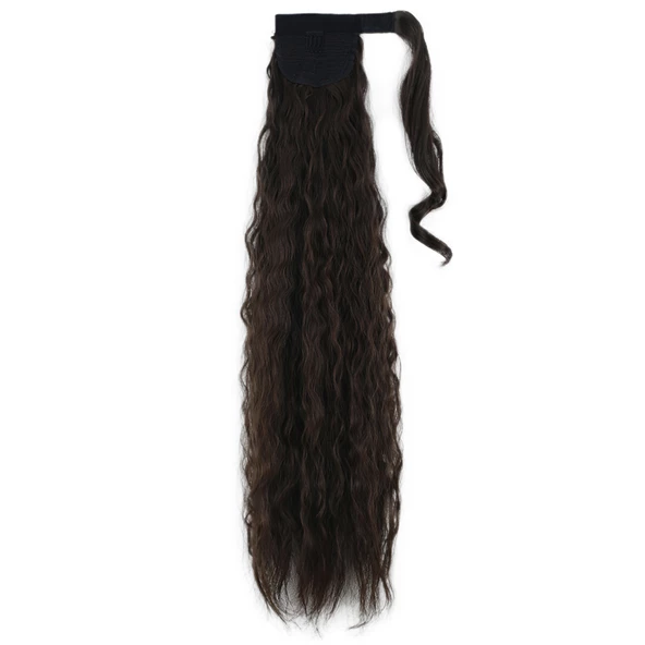 Bağlamalı Kabarık Dalgalı At Kuyruğu - Açık Kahve - Resim 3