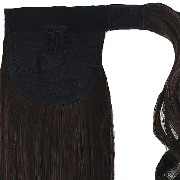 Bağlamalı Düz At Kuyruğu - Açık Kahve - Resim 4