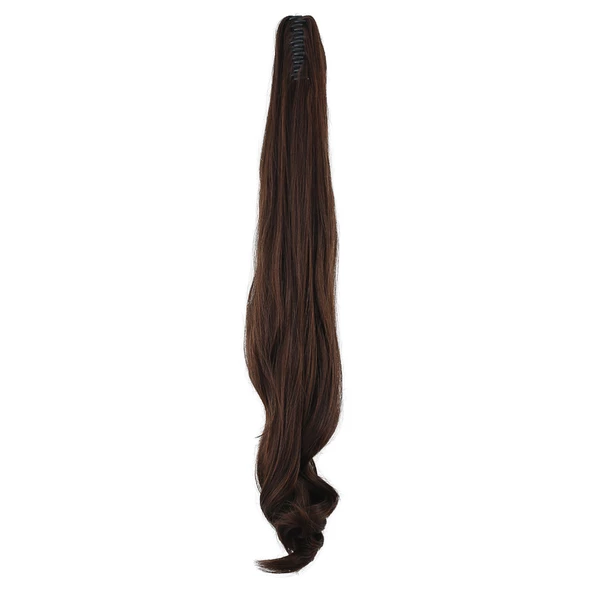 Tokalı Dalgalı At Kuyruğu - Kahve Karamel - Resim 3