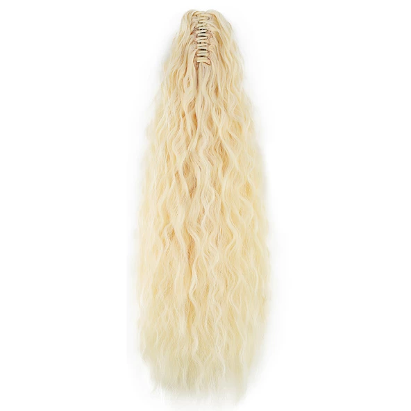 Tokalı Kabarık Dalgalı At Kuyruğu - Açık Platin - Resim 3