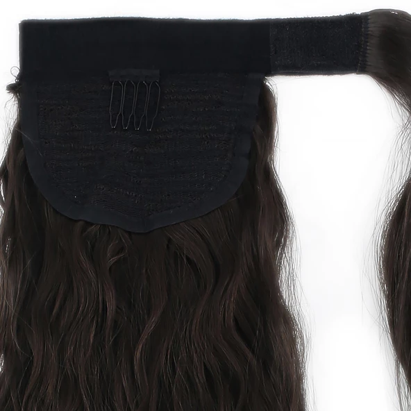 Bağlamalı Kabarık Dalgalı At Kuyruğu - Açık Kahve - Resim 4