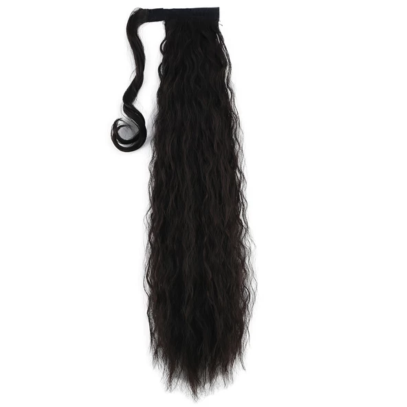 Bağlamalı Kabarık Dalgalı At Kuyruğu - Kahverengi - Resim 2