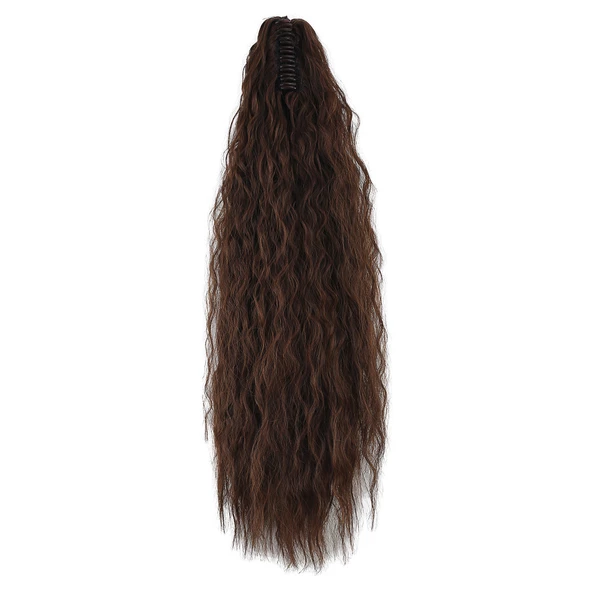 Tokalı Kabarık Dalgalı At Kuyruğu - Kahve Karamel - Resim 3