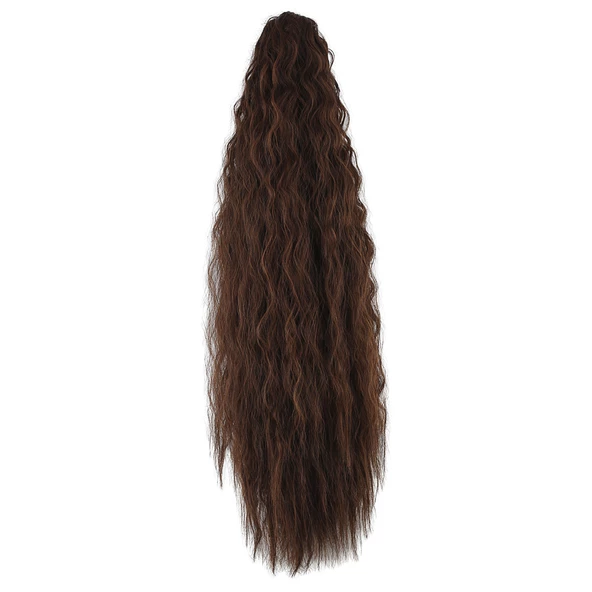 Tokalı Kabarık Dalgalı At Kuyruğu - Kahve Karamel - Resim 2