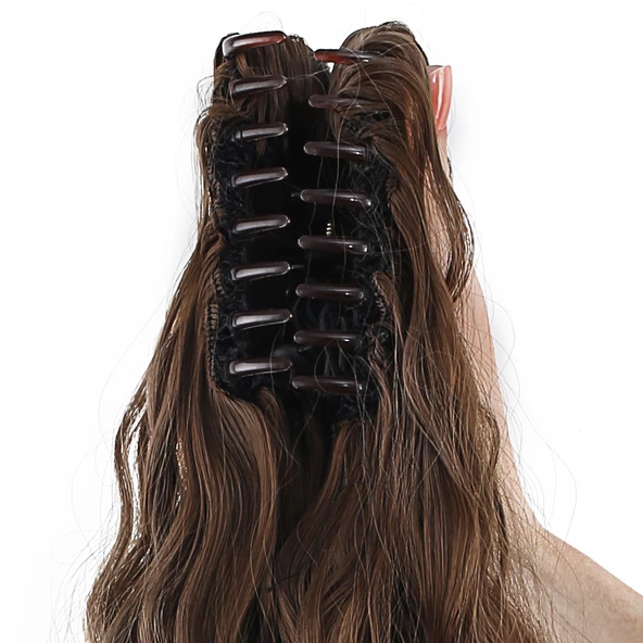 Tokalı Kabarık Dalgalı At Kuyruğu - Kumral - Resim 4