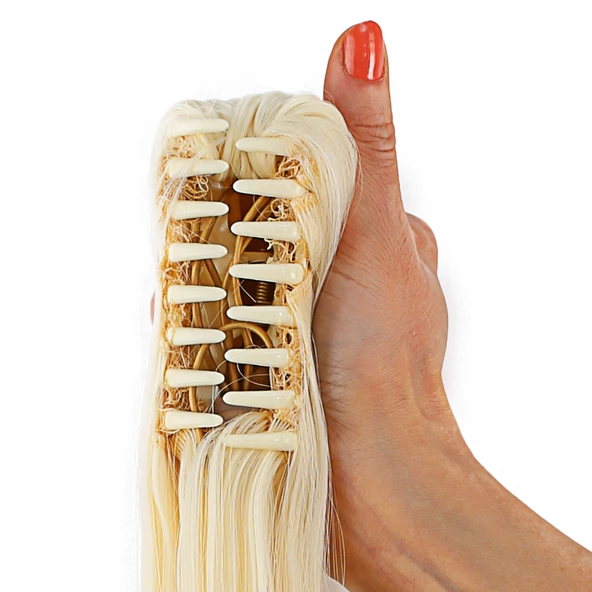 Tokalı Dalgalı At Kuyruğu - Açık Platin - Resim 4