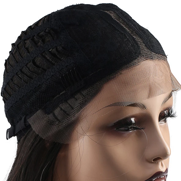 Su Dalgası Fiber Sentetik Tül Peruk - Siyah / Gri Ombreli - Resim 5