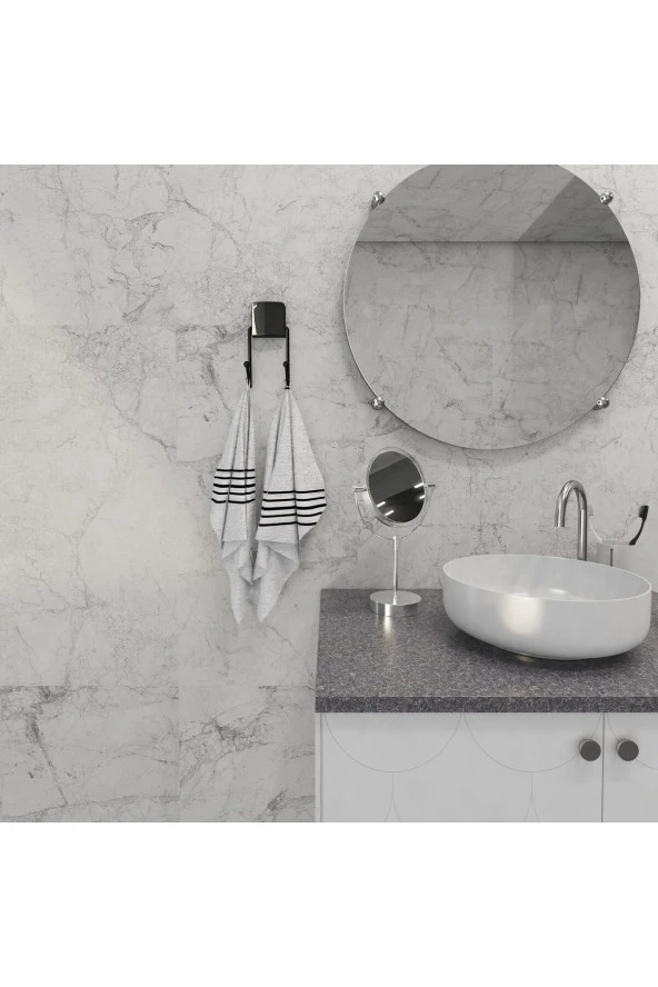 Decorev DC-5053 Dekoratif Yapıştırmalı Banyo Mutfak Metal İkili Kancalı Askı Siyah Pratik Vidasız