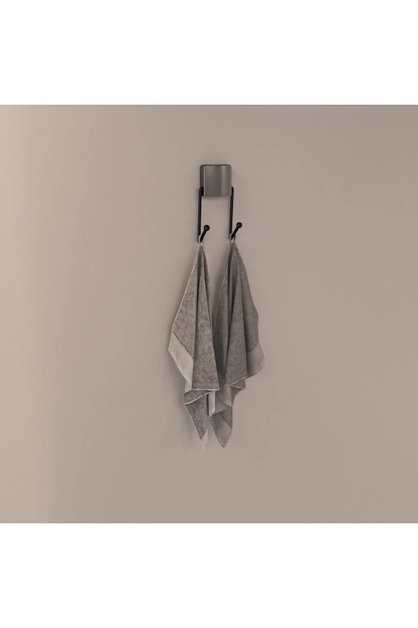Decorev DC-5053 Dekoratif Yapıştırmalı Banyo Mutfak Metal İkili Kancalı Askı Siyah Pratik Vidasız - 2