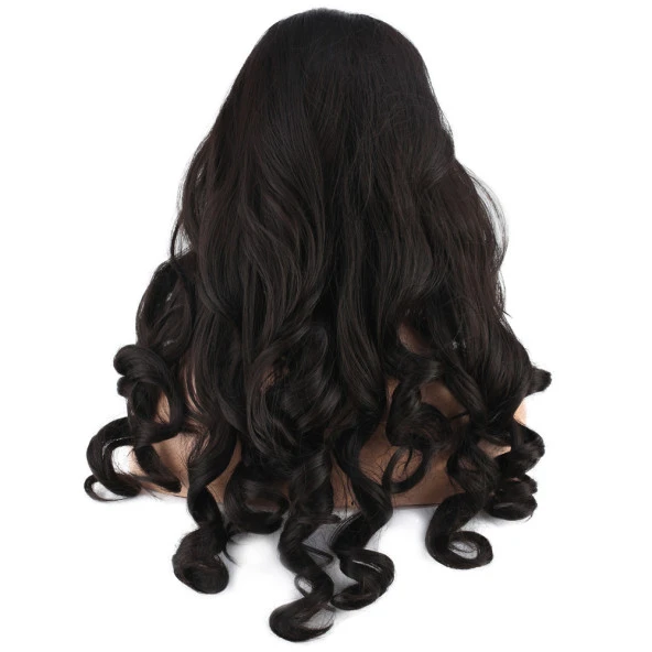 Dalgalı Perçemsiz Uzun Fiber Sentetik Peruk - Kestane - Resim 4