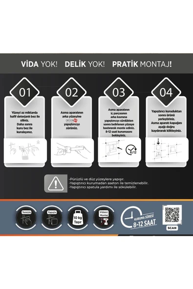 Decorev DC-5055 Dekoratif Tuvalet Kağıtlığı Siyah Metal Yapışkanlı - 4