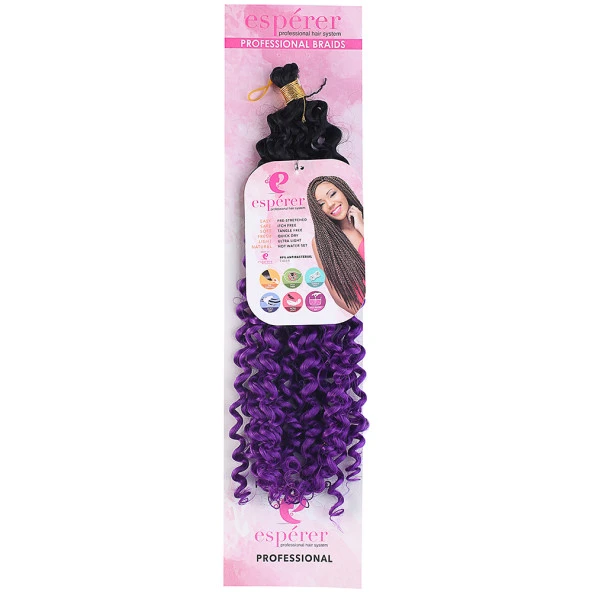 Afro Dalgası Saç - Siyah Mor Ombreli - Resim 2