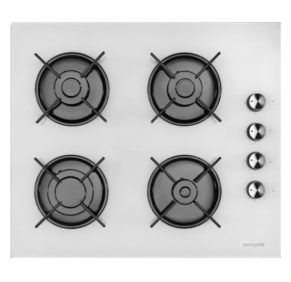 EMİNÇELİK EC-AH 1240 WG 60 ENG Ankastre Gömmeli Beyaz Cam Ocak SANCAK ALİMER - 2