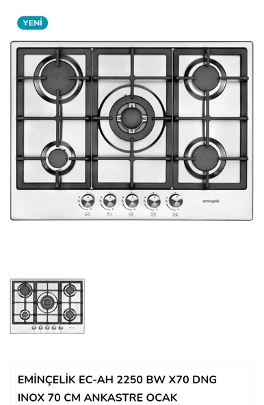 EMİNÇELİK EC-AH 2250 BW X70 DNG INOX 70 CM ANKASTRE OCAK - 5
