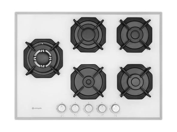 Emnçelik EC-AH 2250 SBW WG70 Ankastre Gömmeli 70cm 5 Gözlü Wok'lu Beyaz Cam Ocak