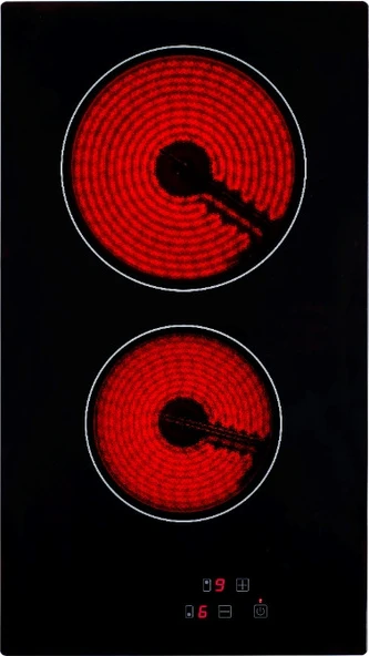 EMİNÇELİK EC-AH VC02 BG30 2 Gözü Elektrikli Vitro Seramik Siyah Cam Domino Ankastre Gömmeli Ocak SANCAK ALİMER - 2