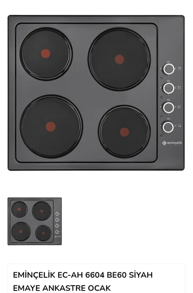 EMİNÇELİK EC-AH 6604 BE60 SİYAH EMAYE ANKASTRE GÖMMELİ ELEKTİRİKLİ OCAK - 3