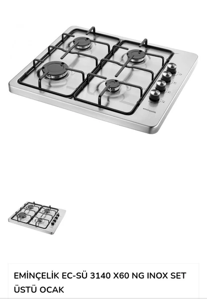 Eminçelik EC-SÜ 3140 X60 Set Üstü (Tezgahüstü) Paslanmaz Inox Ocak SANCAK ALİMER - 5