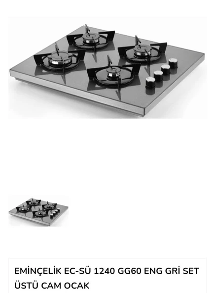 EMİNÇELİK EC-SÜ 1240 GG60 Set Üstü Tezgahüstü Gri Cam Ocak - 2