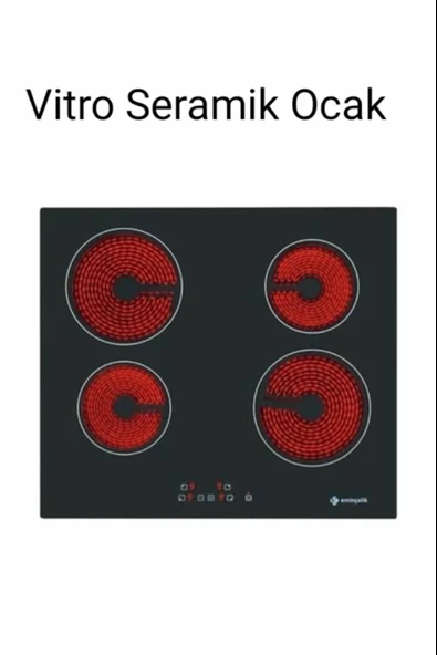 EMİNÇELİK EC-AH VC04 BG60 VİTRO SERAMİK ANKASTRE GÖMMELİ SİYAH CAM OCAK SANCAK ALİMER - 2