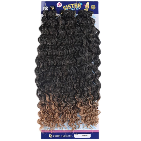 Sister Afro Dalgası Saç - Siyah Karamel Ombreli T1B/27