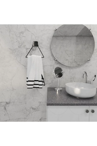Decorev DC-5058 Dekoratif Yapıştırmalı Banyo Mutfak Metal Üçgen Havluluk Askı Siyah Vidasız Montaj