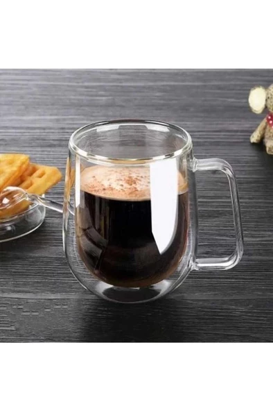 Mithra Life 2 Adet 250 ML Çift Cidarlı Isı Yalıtımlı Kulplu Cam Şeffaf Kupa MIT1009 - 3