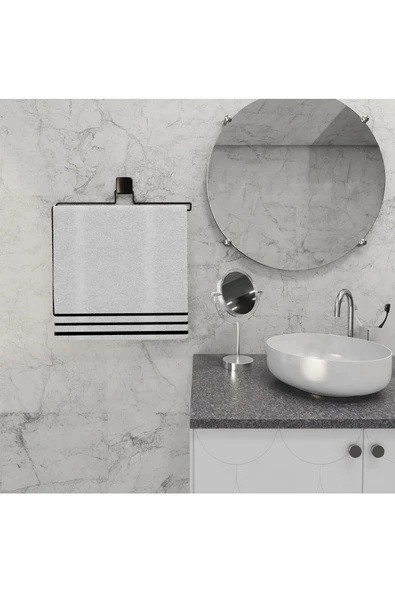 Decorev DC-5061 Dekoratif Siyah Uzun Havluluk Yapıştırmalı Banyo Mutfak Siyah Pratik Vidasız Montaj