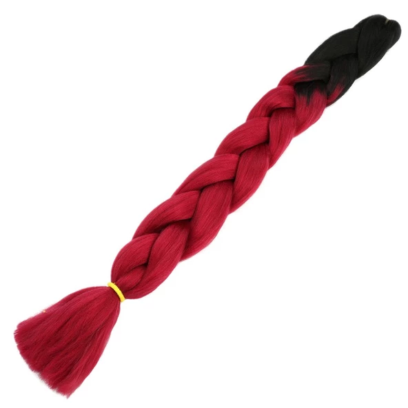 Afrika Örgülük Sentetik Ombreli Saç 100 Gr. - Siyah / Kızıl ürün görseli