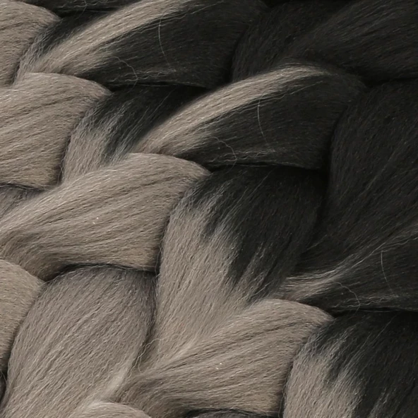 Afrika Örgülük Sentetik Ombreli Saç 100 Gr. - Siyah / Koyu Gri - Resim 2