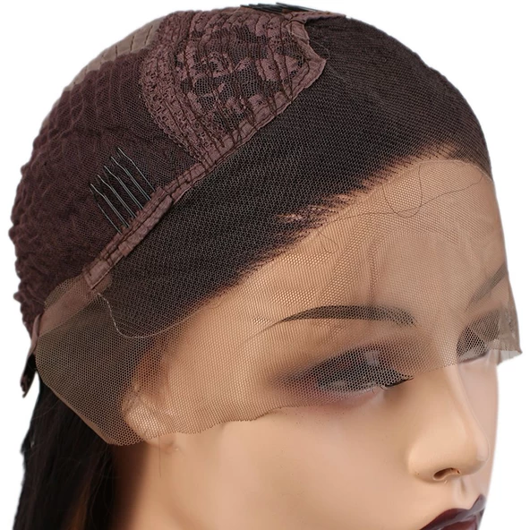 Fiber Sentetik Düz Uzun Tül Peruk - Siyah Karamel Orta Ombreli ürün görseli