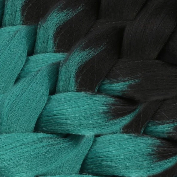 Afrika Örgülük Sentetik Ombreli Saç 100 Gr. - Siyah / Yeşil - Resim 2