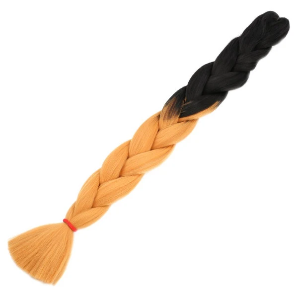 Afrika Örgülük Sentetik Ombreli Saç 100 Gr. - Siyah / Hardal Sarı