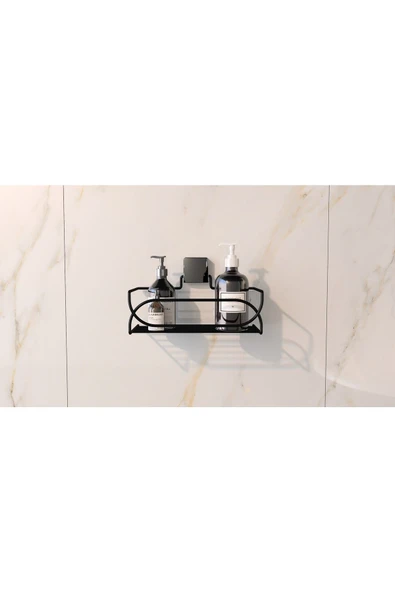 Decorev DC-5554 Dekoratif Banyo Mutfak Balkon Çok Kullanışlı Siyah Metal Sepet Vida Yok - 3