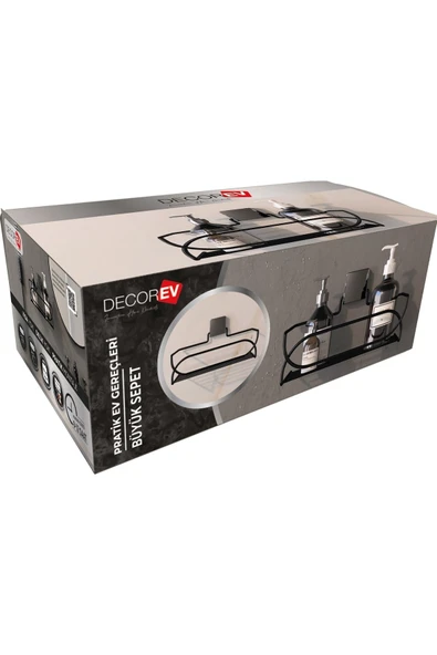Decorev DC-5554 Dekoratif Banyo Mutfak Balkon Çok Kullanışlı Siyah Metal Sepet Vida Yok - 5
