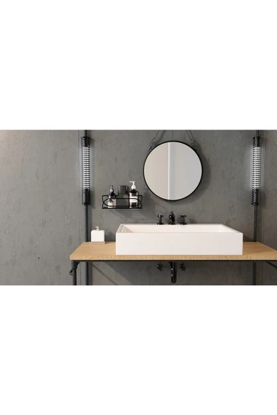 Decorev DC-5554 Dekoratif Banyo Mutfak Balkon Çok Kullanışlı Siyah Metal Sepet Vida Yok