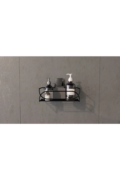 Decorev DC-5554 Dekoratif Banyo Mutfak Balkon Çok Kullanışlı Siyah Metal Sepet Vida Yok - 2