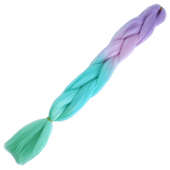 Afrika Örgülük Ombreli Sentetik Saç 100 Gr. - Lila / Pembe / Turkuaz Mavi / Soft Yeşil ürün görseli