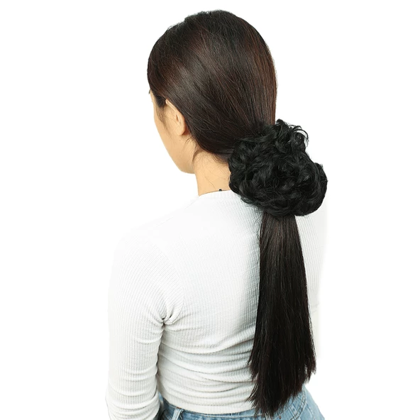 Yoğun Saçlı Lastikli Topuz Toka - Siyah ürün görseli