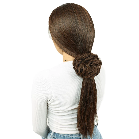 Yoğun Saçlı Lastikli Topuz Toka - Kahve Karamel ürün görseli
