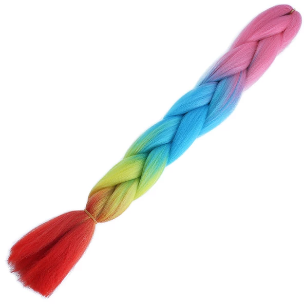 Afrika Örgülük Ombreli Sentetik Saç 100 Gr. - Pembe / Açık Mavi / Sarı / Kırmızı - Resim 3